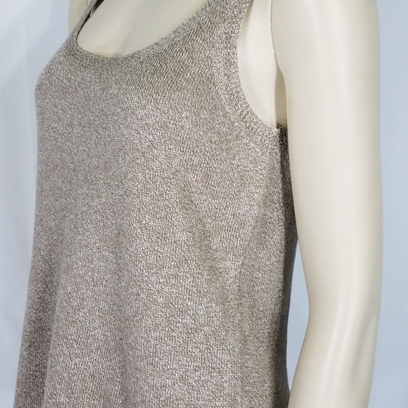 Eileen Fisher tan beige sleeveless linen blend knit top thin sweater women Small - Picture 4 of 8